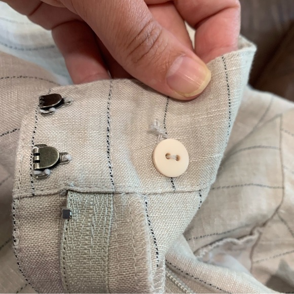 Women’s J Jill Linen Pinstripe Wide Leg Cropped Pants Neutral Coastal Size 14 XL - Picture 9 of 12